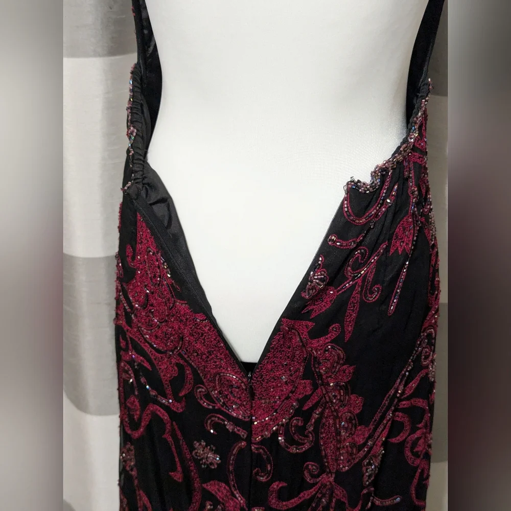 Mia Bella Couture Stunning Beaded Embroidered Open Back Silk Evening Gown - Picture 10 of 16